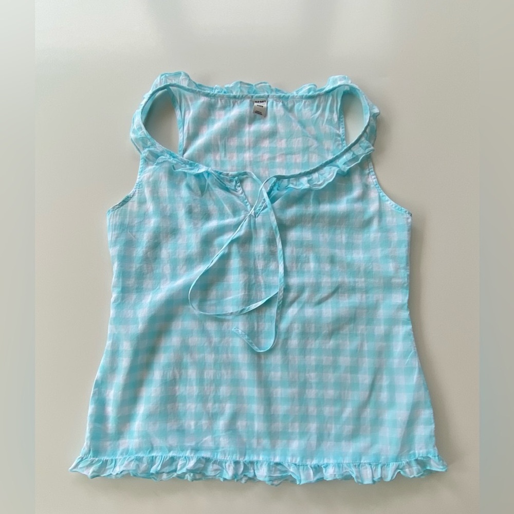 Old Navy Sleeveless Cotton Top, Plaid-Gingham Cotton Top, Size M